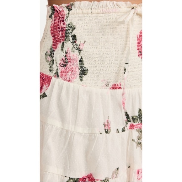 LOVESHACKFANCY Floral Swiss Dot Print Smocked High Waist Tiered Ruffle Skirt L - Picture 13 of 15